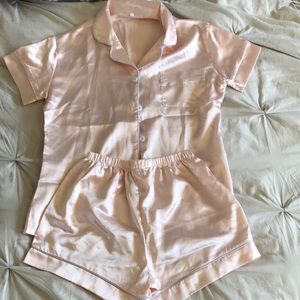 Pink Satin PJ Set